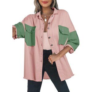 Dokotoo Jean Jacket Women Oversized Patchwork Fashion Shacket Jacket Women Large